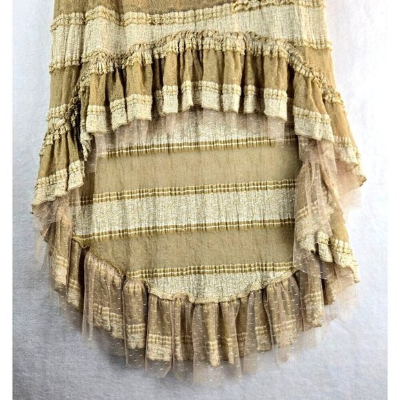 A'Reve Boho Skirt Hi-Lo M Cream Gold Tired Lace Tulle Festival Party Whimsygoth - Picture 13 of 13